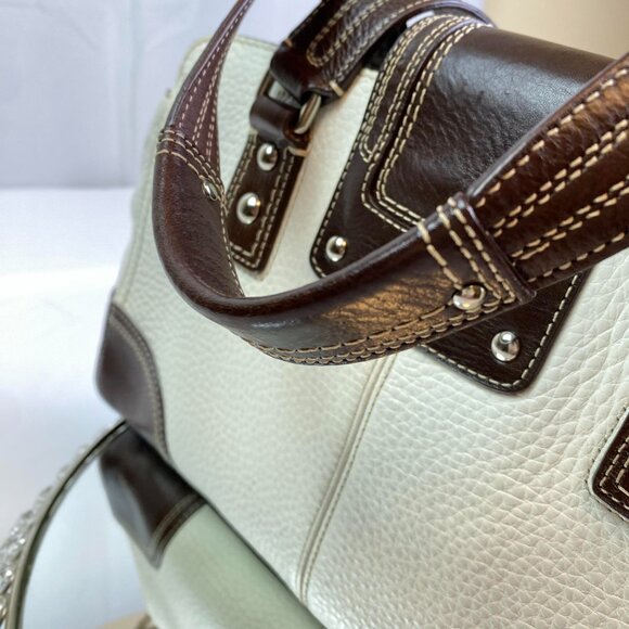 Coach Leather Turnlock Satchel Brown Cream - F13961 🤍 Janice - Picture 15 of 17